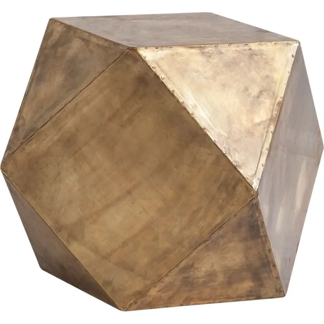 Brass Iron Plated Hexagonal Side Table With Square Top Brass Iron Plated Hexagonal Side Table With Square Top