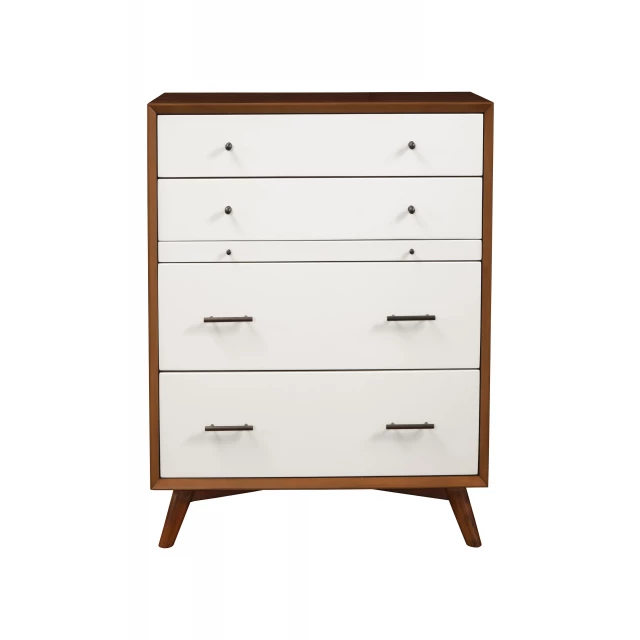 White solid wood chest with four drawers for bedroom storage