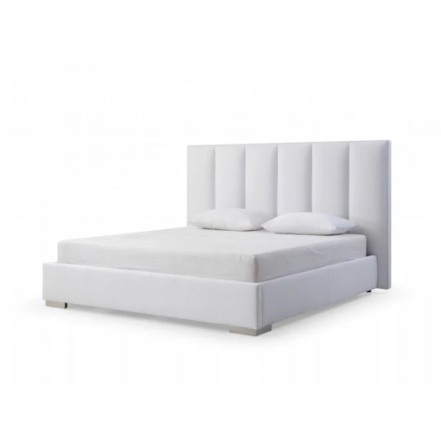 King size white upholstered velvet bed frame