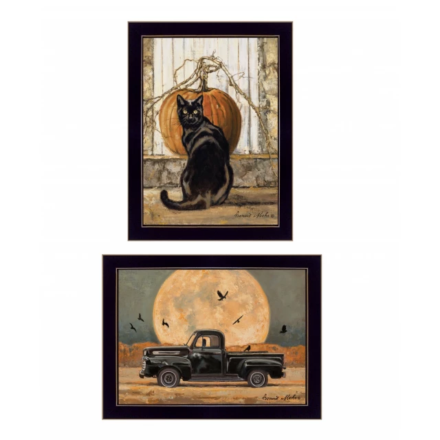 Black framed truck print wall art with automotive illustrations