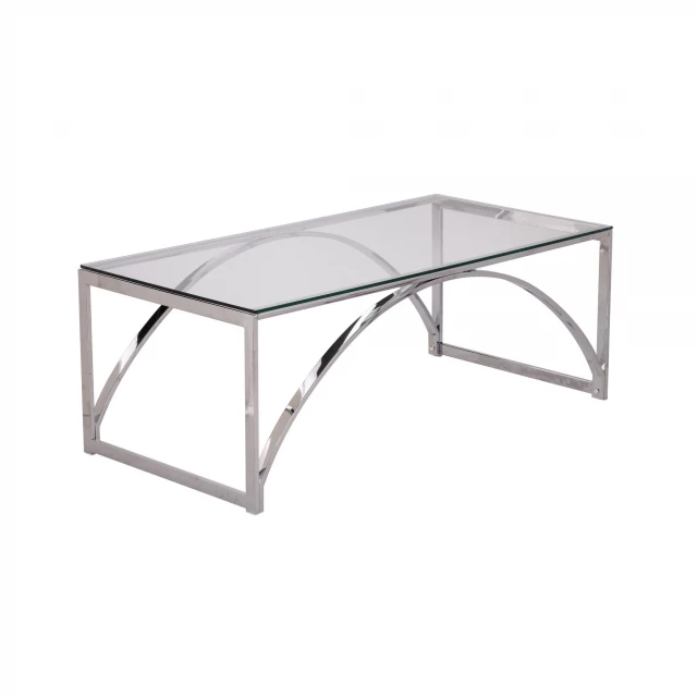 Chrome glass metal rectangular coffee table for modern outdoor furniture design