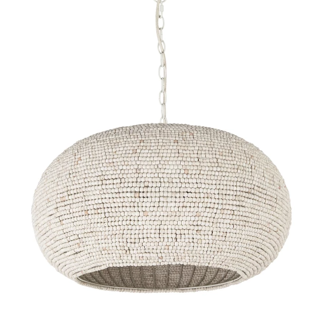whitewash beaded hanging chandelier oval lamp art circle ceiling fixture ornament
