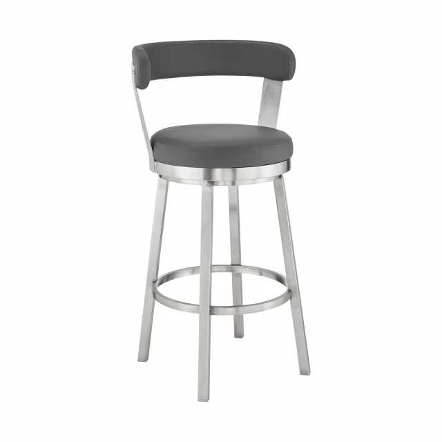Swivel backless counter height bar chair with metal and composite materials
