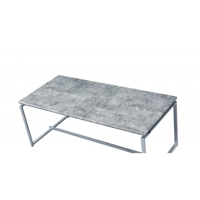 Concrete PVC veneer rectangular coffee table with hardwood and composite materials