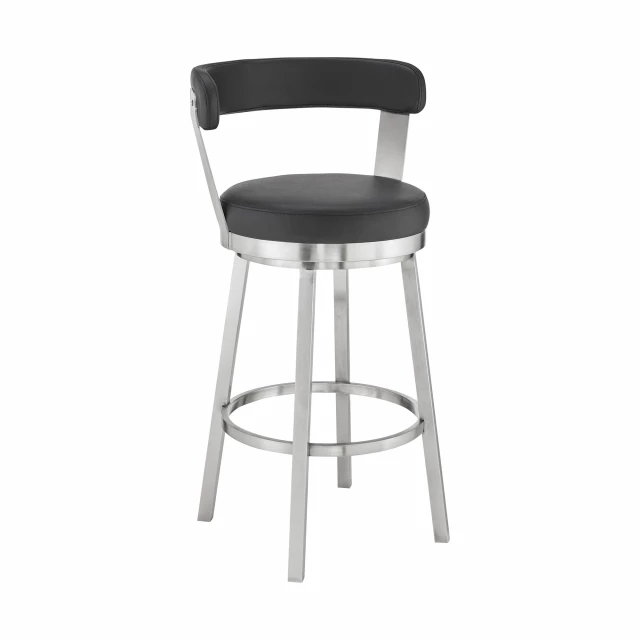 Swivel backless counter height bar chair with metal and plastic composite material