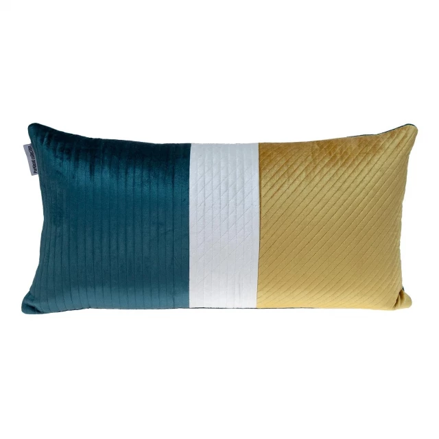 Quilted colorblock velvet lumbar throw pillow with sportswear-inspired design and jersey texture