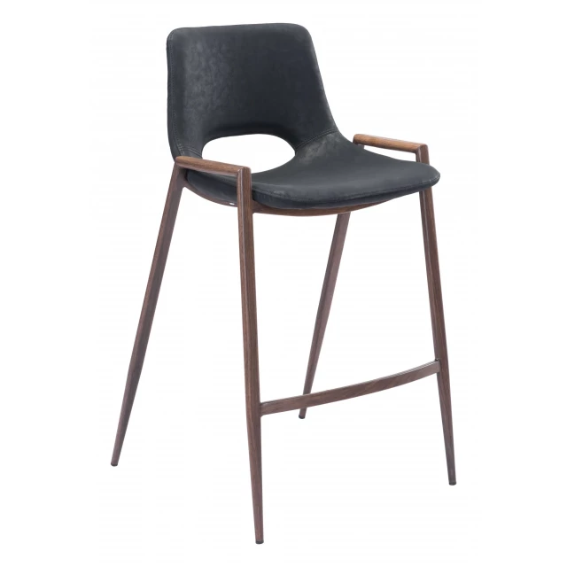 Low back counter height bar chairs made of wood metal and natural materials with armrests