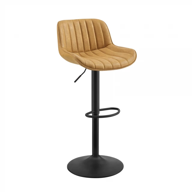Low back adjustable height bar chairs with wooden flooring and comfortable seating