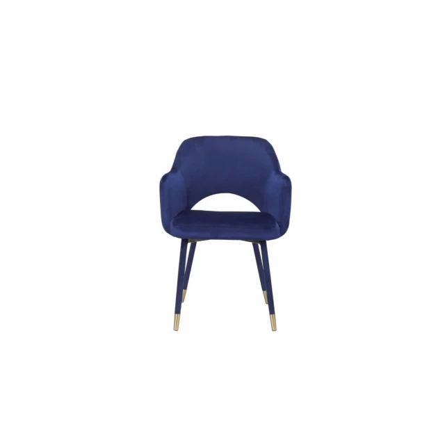 Blue velvet gold solid Parsons chair with armrests and comfortable seating