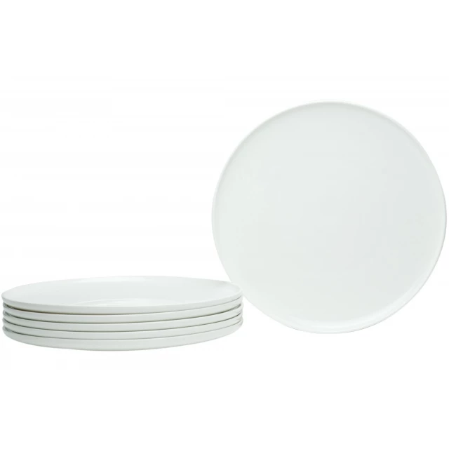 Coupe porcelain service six dinner plates with tableware dishware and serveware on table