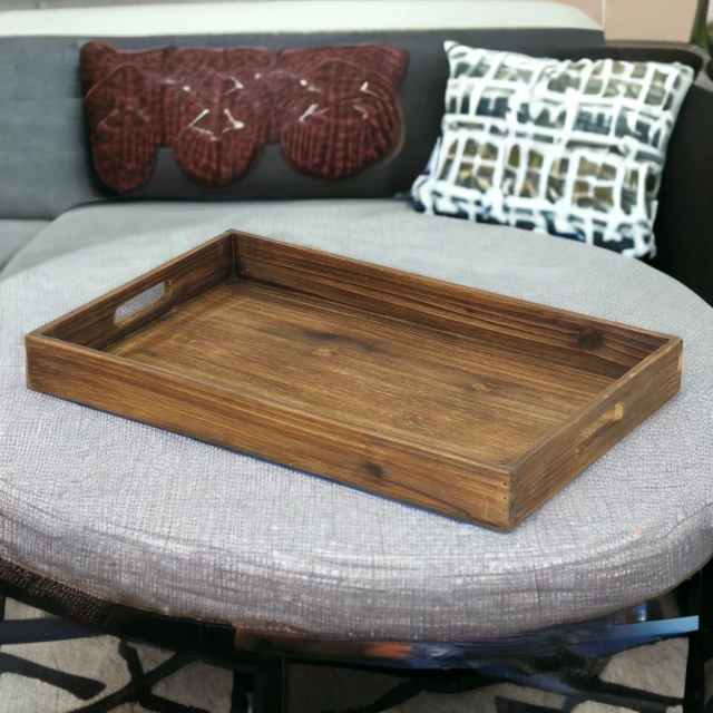 dark brown minimalist wooden tray product made of hardwood with rectangular shape