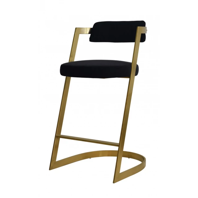 Low back counter height bar chair with wood and metal design
