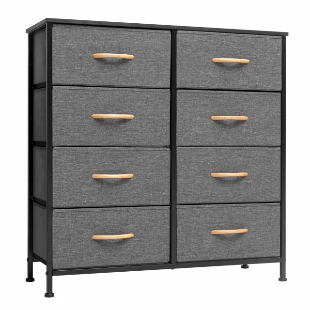 Black steel fabric eight drawer chest furniture product