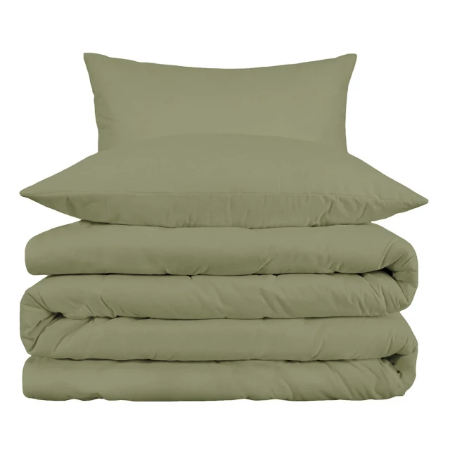 Blend thread count washable duvet cover with comfort linens and pillow on bed