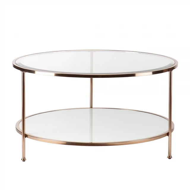 Gold glass iron round coffee table in a modern design