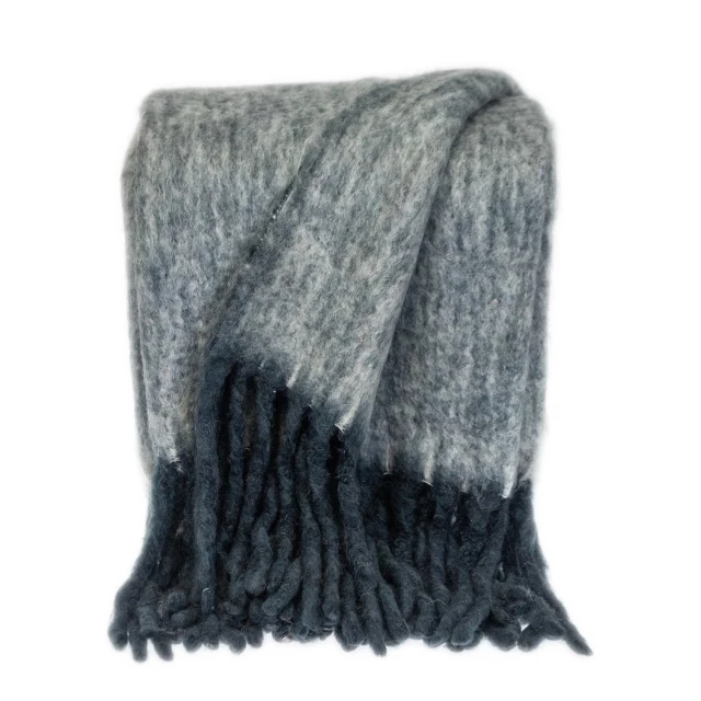 Product image of luxury blue white handloomed throw blanket made of wool