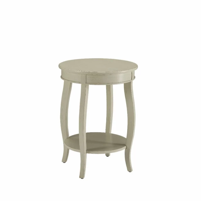 Solid wood round end table with shelf furniture in hardwood and metal