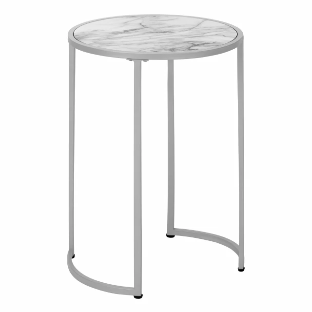 White faux marble round end table furniture for living room or patio