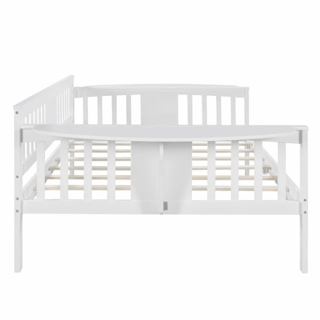 White solid manufactured wood full-size bed