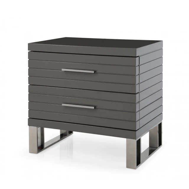 Silver gray drawer nightstand with hardwood and wood stain finish