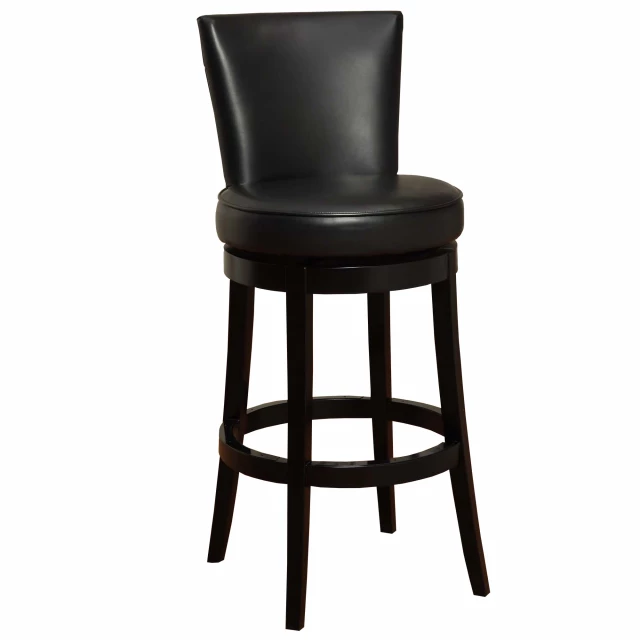 Wood swivel counter height bar chair with metal cylinder and glossy pattern detail