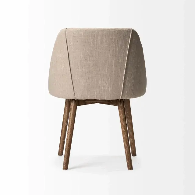 Set Of Two Cream And Brown Upholstered Fabric Side Chairs Set Of Two Cream And Brown Upholstered Fabric Side Chairs