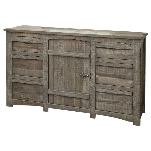 solid wood six drawer triple dresser in bedroom setting