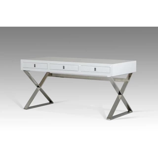 white crocodile MDF steel desk with rectangular wooden design