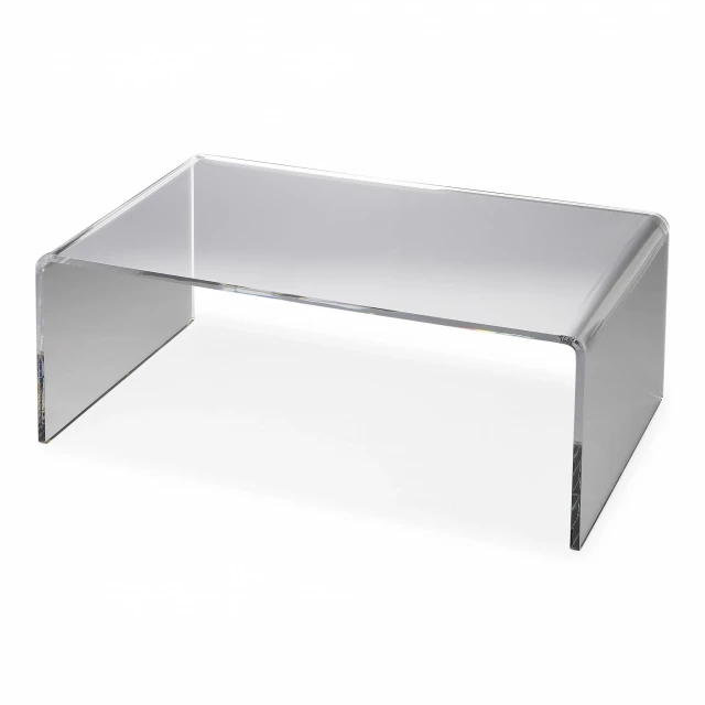 Clear acrylic coffee table with modern minimalist design