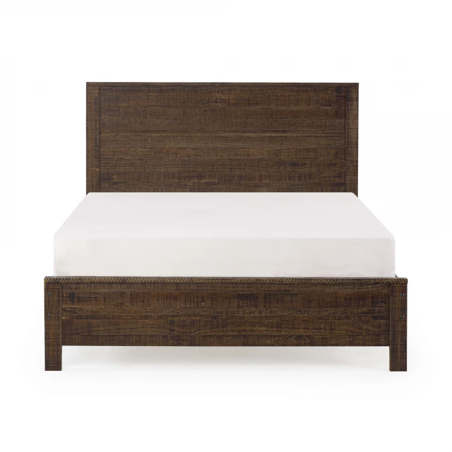 Brown solid wood twin bed frame in a clean and simple design