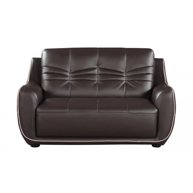 Brown elegant leather chair with armrests and comfortable studio couch design in furniture setting