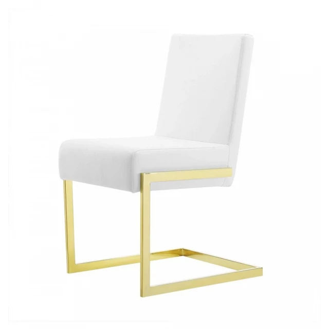 White gold modern dining chairs with wood metal composite material for comfort