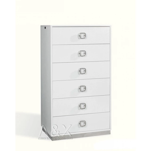 Wood stainless steel six drawer chest in modern design