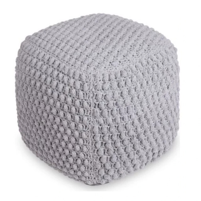 Light gray cotton blend pouf ottoman in modern home decor