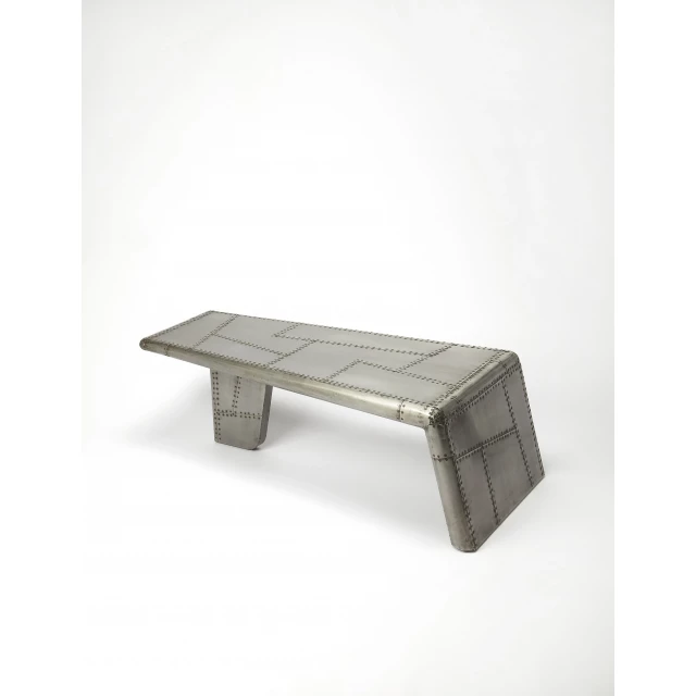 Modern aviator coffee table with wood rectangle top and plywood details