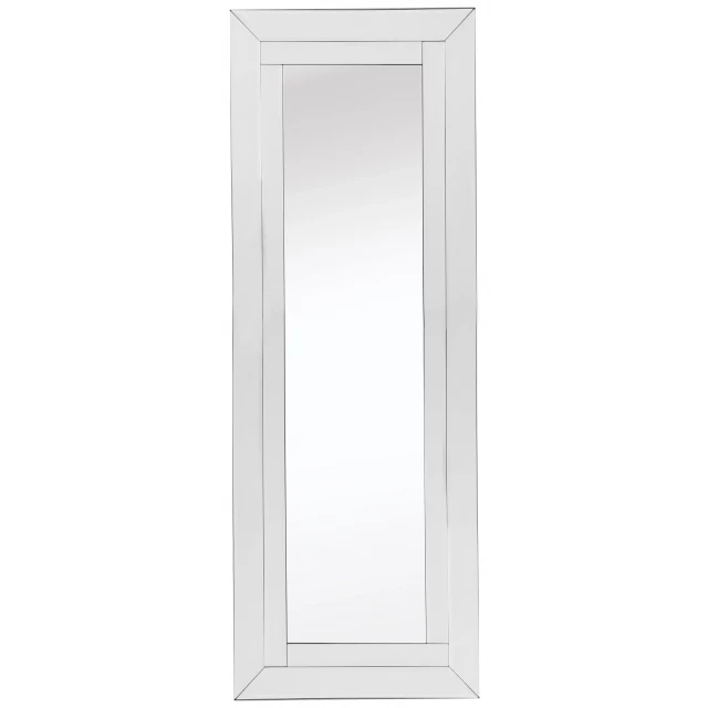 Silver classic full length mirror with wooden and metal elements in a rectangular pattern