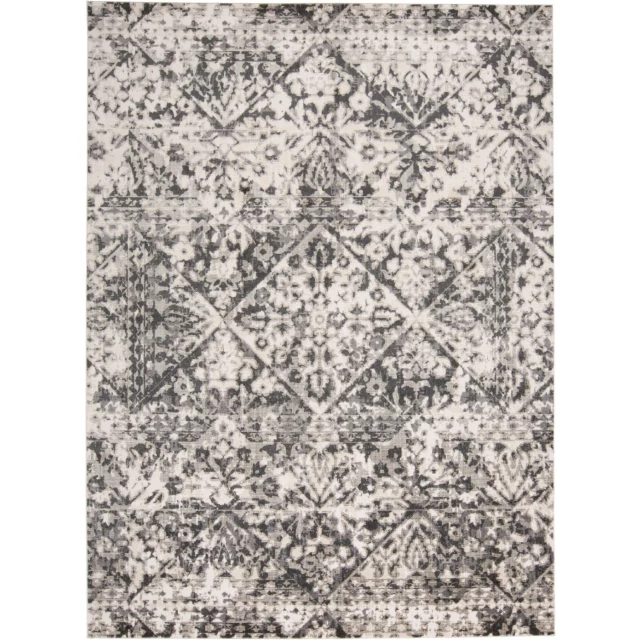 silver abstract stain resistant area rug with grey beige motif and creative pattern