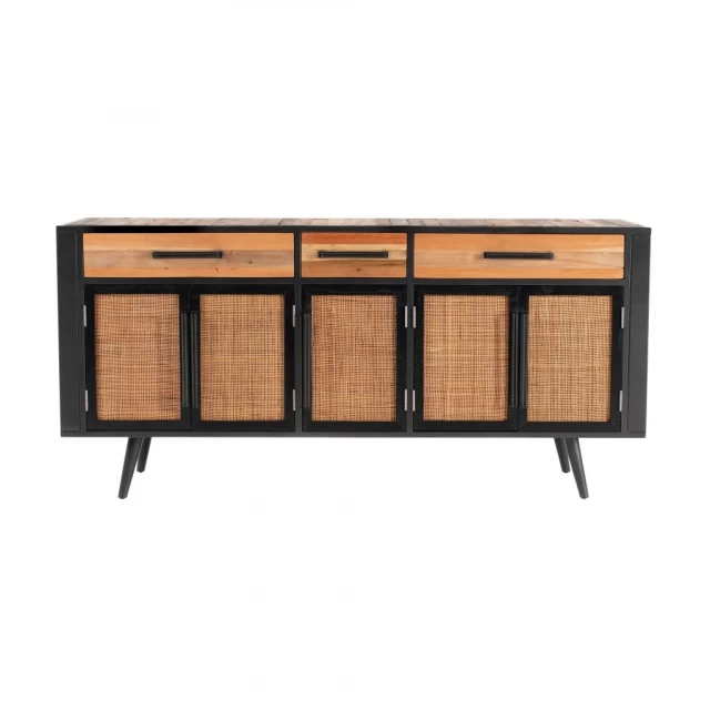 Natural solid wood drawer sideboard with varnish finish and hardwood construction