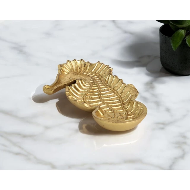 sea horse cast iron vanity tray with artistic design
