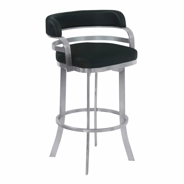 Low back counter height bar chair with natural material and metal frame