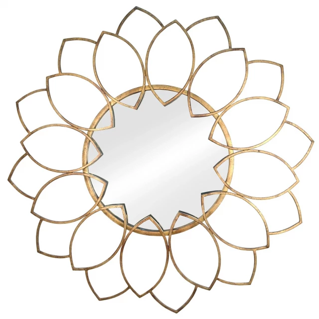 Antique bronze solid metal wall mirror showcasing creative arts and natural material ornamentation for home decor