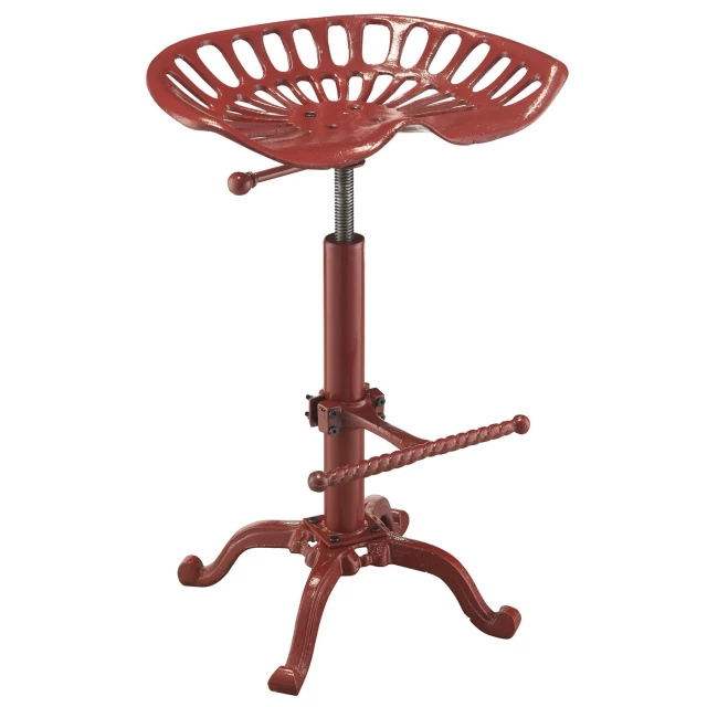 Iron backless adjustable height bar chair with metal accents and magenta lighting accessory
