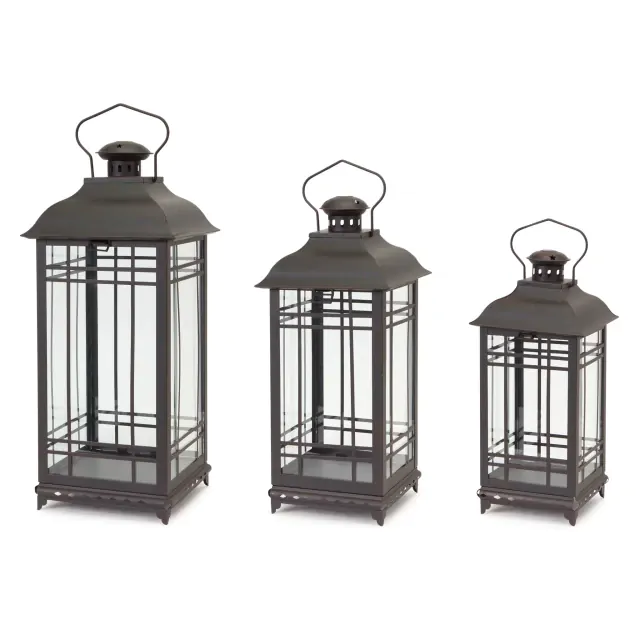 Flameless Three Candles Floor Lantern Flameless Three Candles Floor Lantern