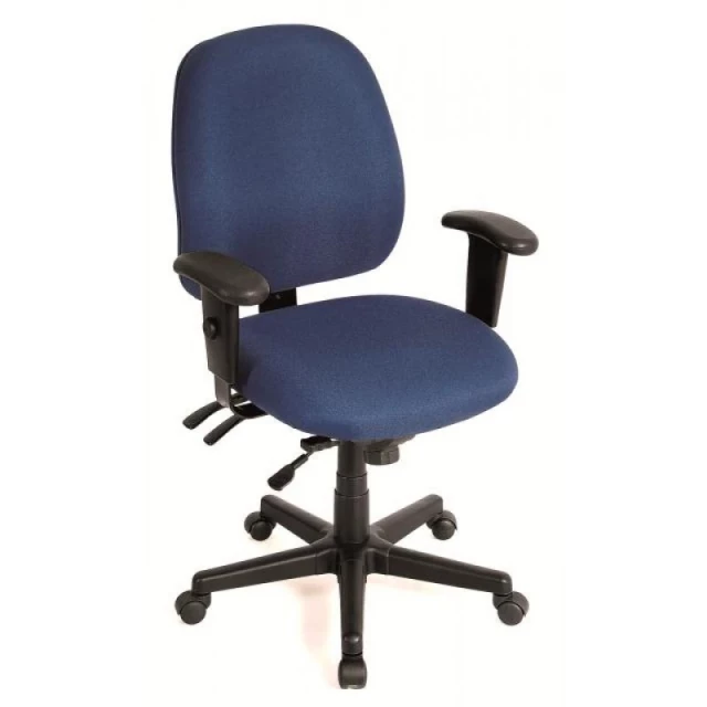 adjustable swivel fabric rolling office chair with armrests in electric blue