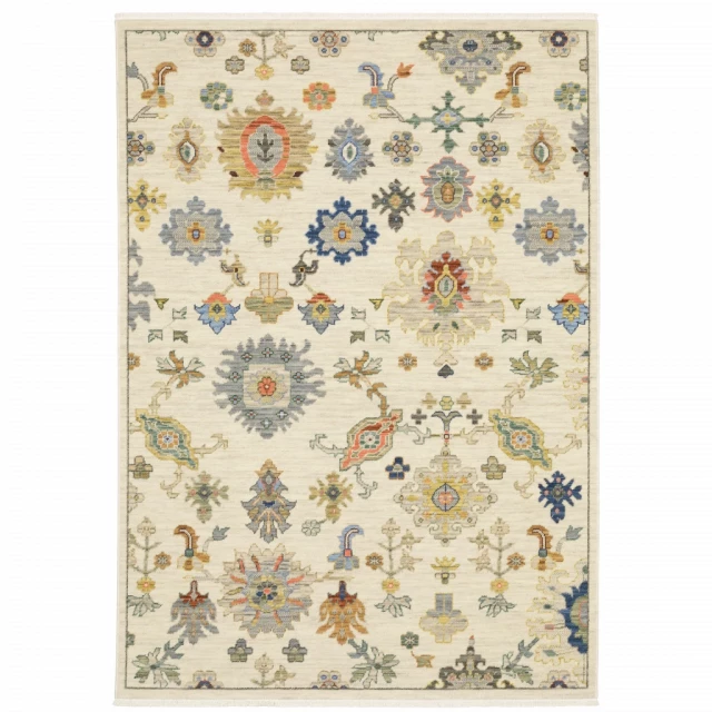 loom stain resistant area rug with fringe flower textile pattern