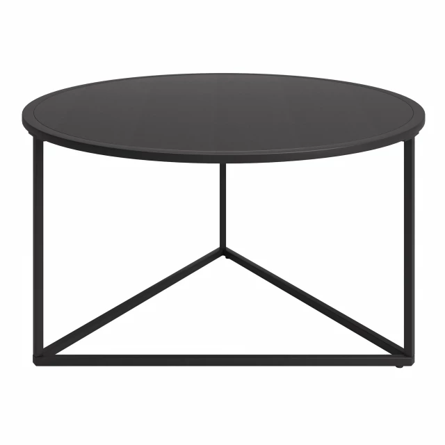 Black steel round coffee table with modern design for living room furniture