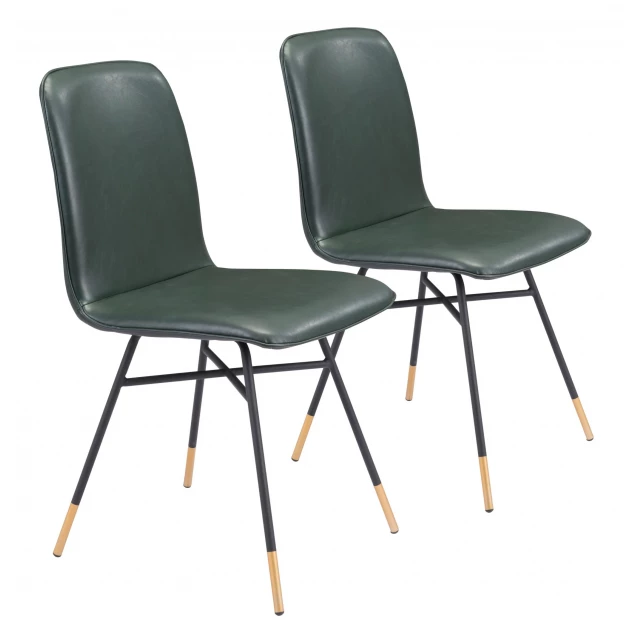 Upholstered faux leather dining side chairs with wood armrests and comfortable rectangle seat