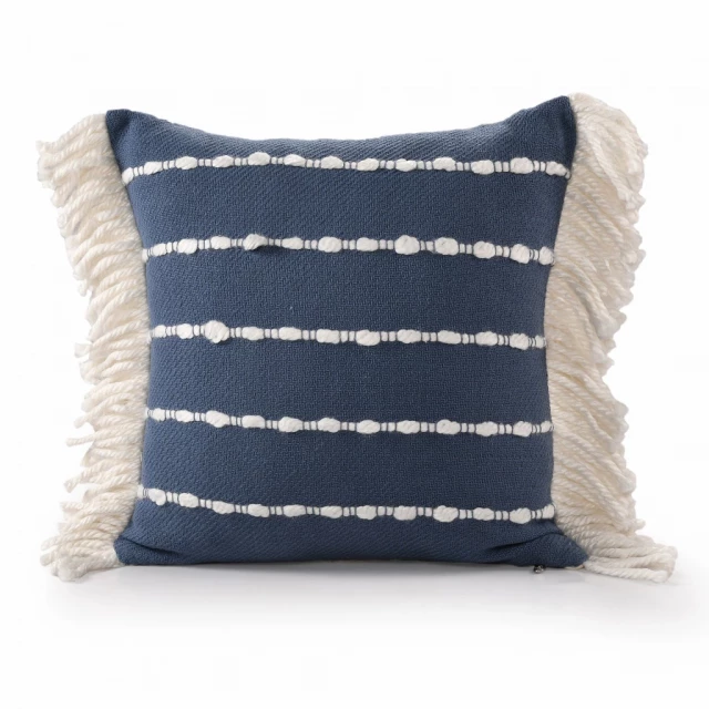 navy ivory cotton striped zippered pillow with electric blue accents on throw pillow pattern bedding