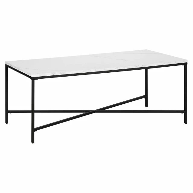 White black steel coffee table with plywood and aluminium details in outdoor setting