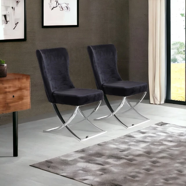 Silver upholstered microfiber dining side chairs with white wood and grey interior design elements